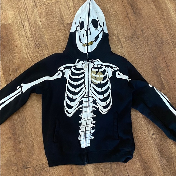 Original Deluxe Black Skeleton Hoodie w/ see through mesh eyes & pockets. Large - Picture 3 of 16